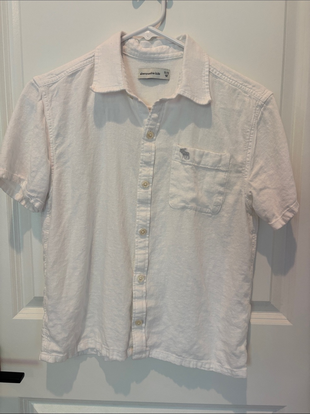 Abercrombie kids white linen short sleeve button shirt size 11/12